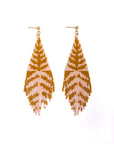 Beaded Handwoven Vine Fringe Earrings (Pink/Mustard)