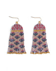 Beaded Handwoven Brocade Garden Earrings (Brown/Red)