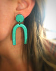 Aqua Enamel Curve Earrings