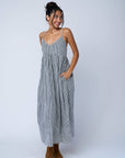Hamptons Dress - Menswear Stripe Black
