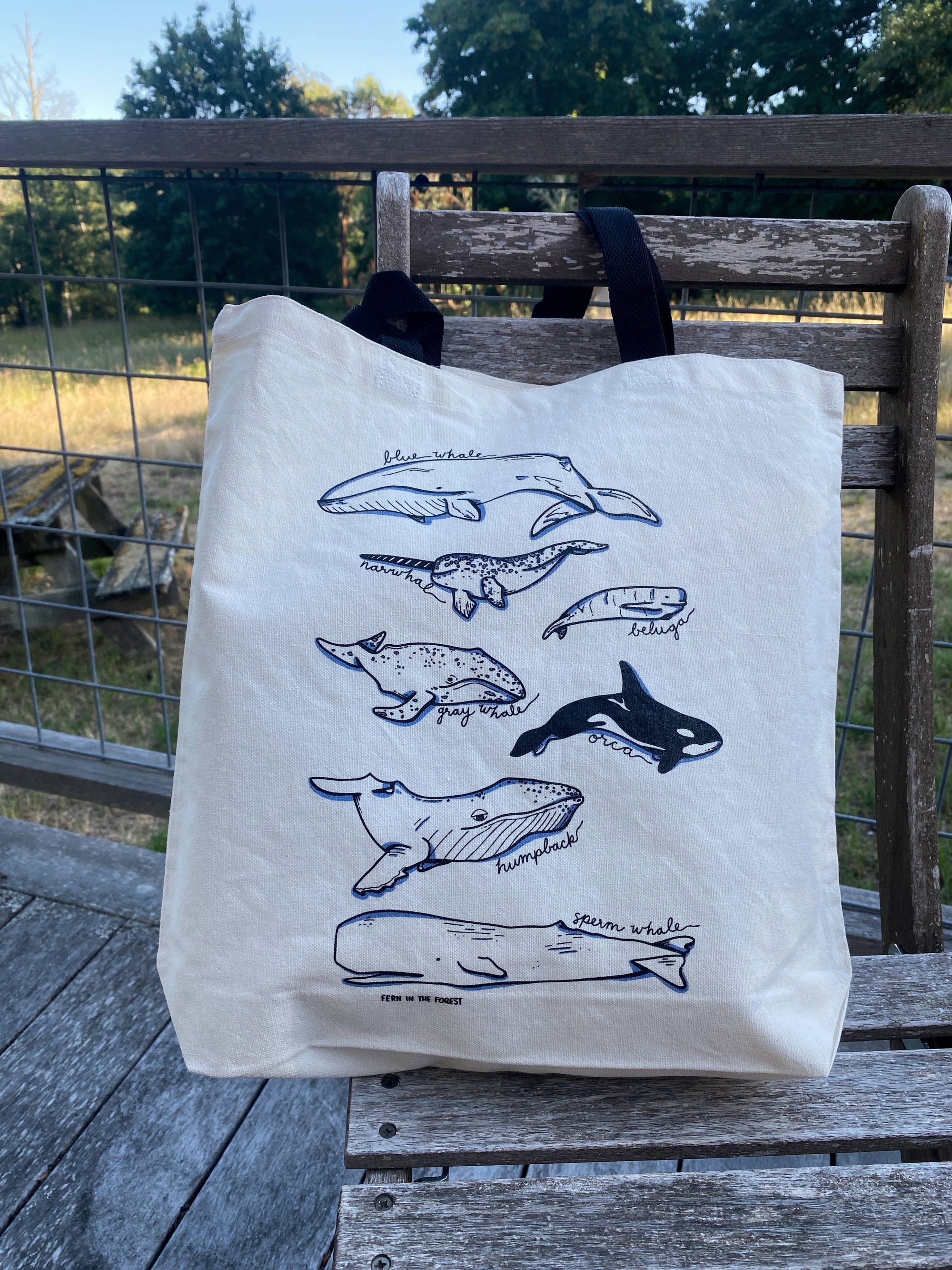 Illustrated Whale Tote Bag