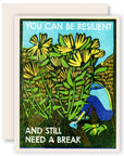 Resilient and Resting Letterpress Encouragement Card