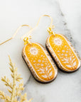 Vintage Yellow Sun Oblong Earrings