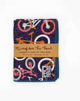 Mountain Bike Tea Towel - Navy Blue, Pink, & Burnt Orange