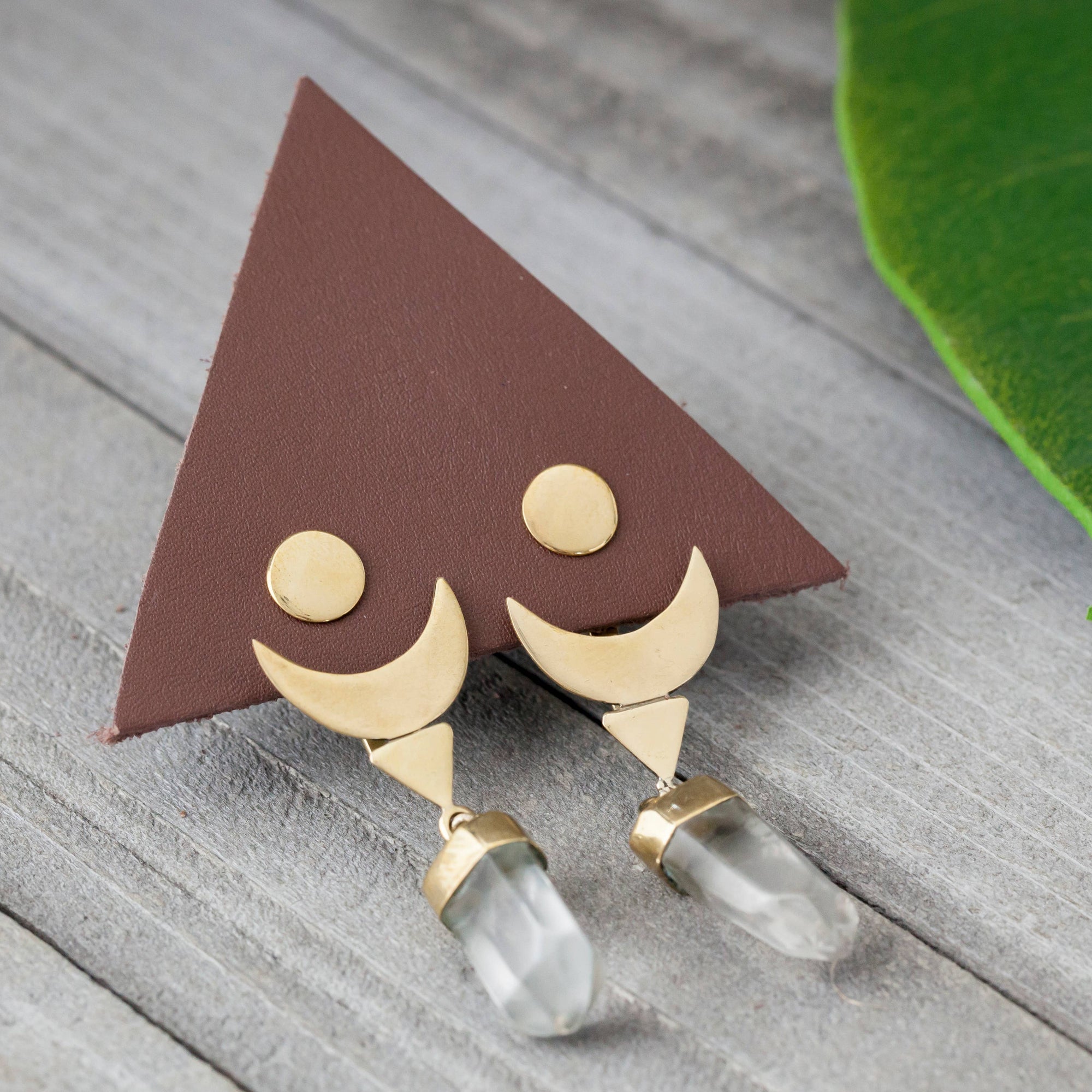 Crescent Design Ear Jacket with Natural Crystal