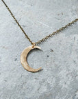 Small Crescent Moon Necklace - Brass