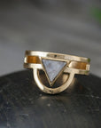 Brass Moonstone Trikona Ring