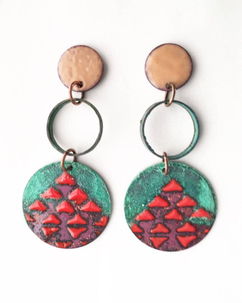 Enamel Stud Earrings