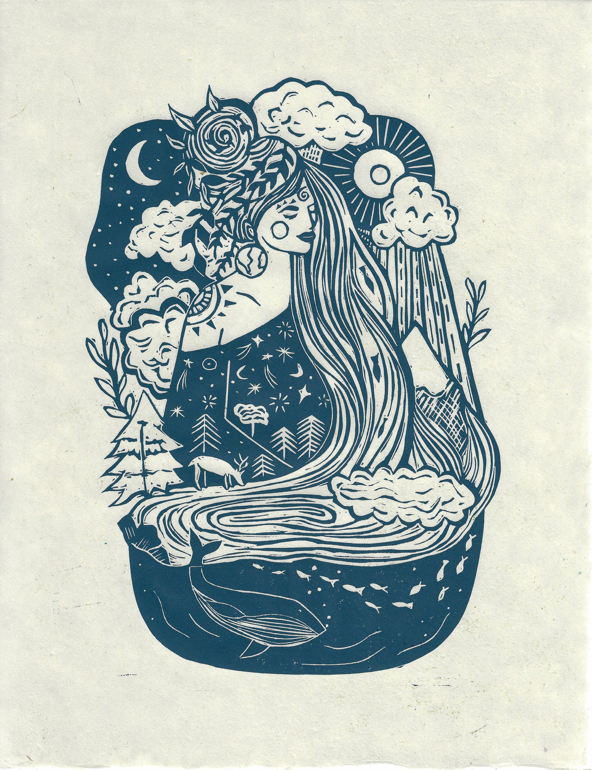 Madre Tierra (Mother Earth) Card , hippy art, boho, gaia