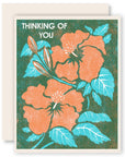 Thinking of You (Hibiscus) Letterpress Encouragement Card
