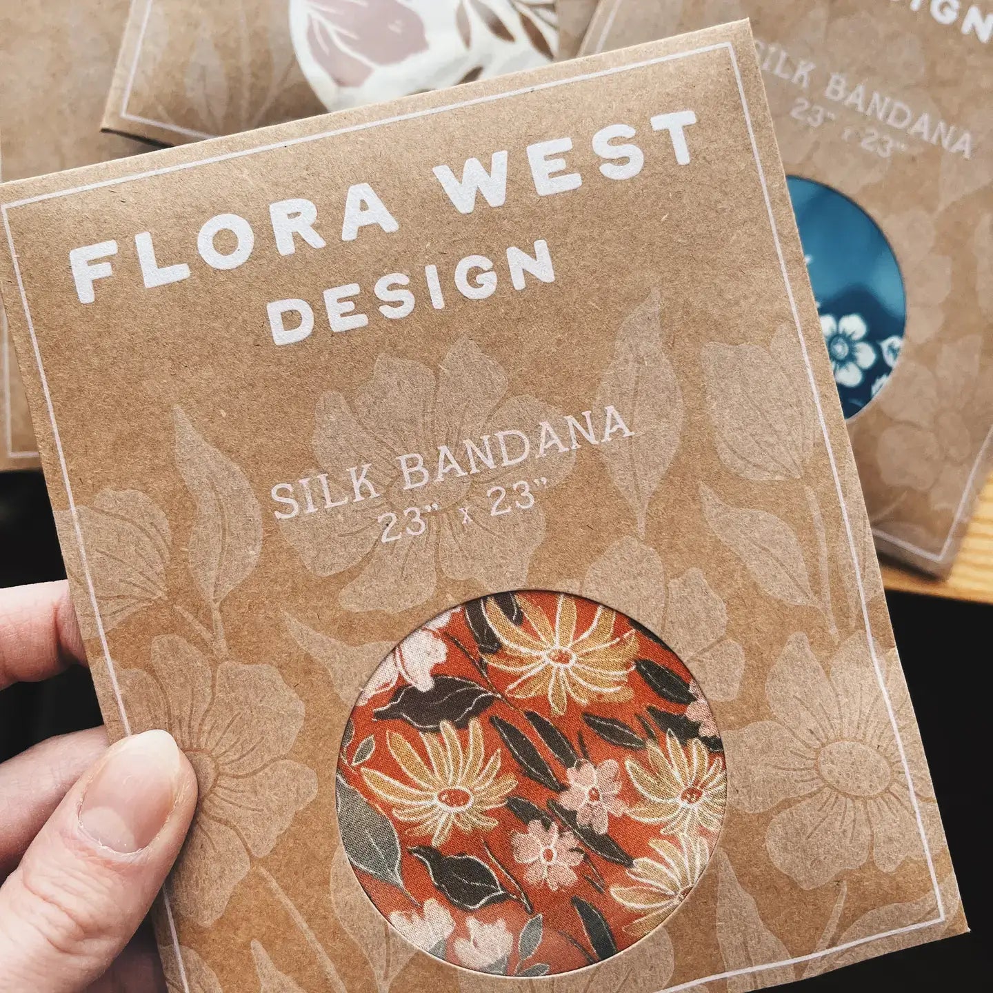 Midnight Garden Silk Bandana Scarf 23" Floral Accessory