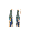 Beaded Handwoven Abstract Fringe Earrings (Emerald)