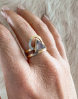 Brass Moonstone Trikona Ring