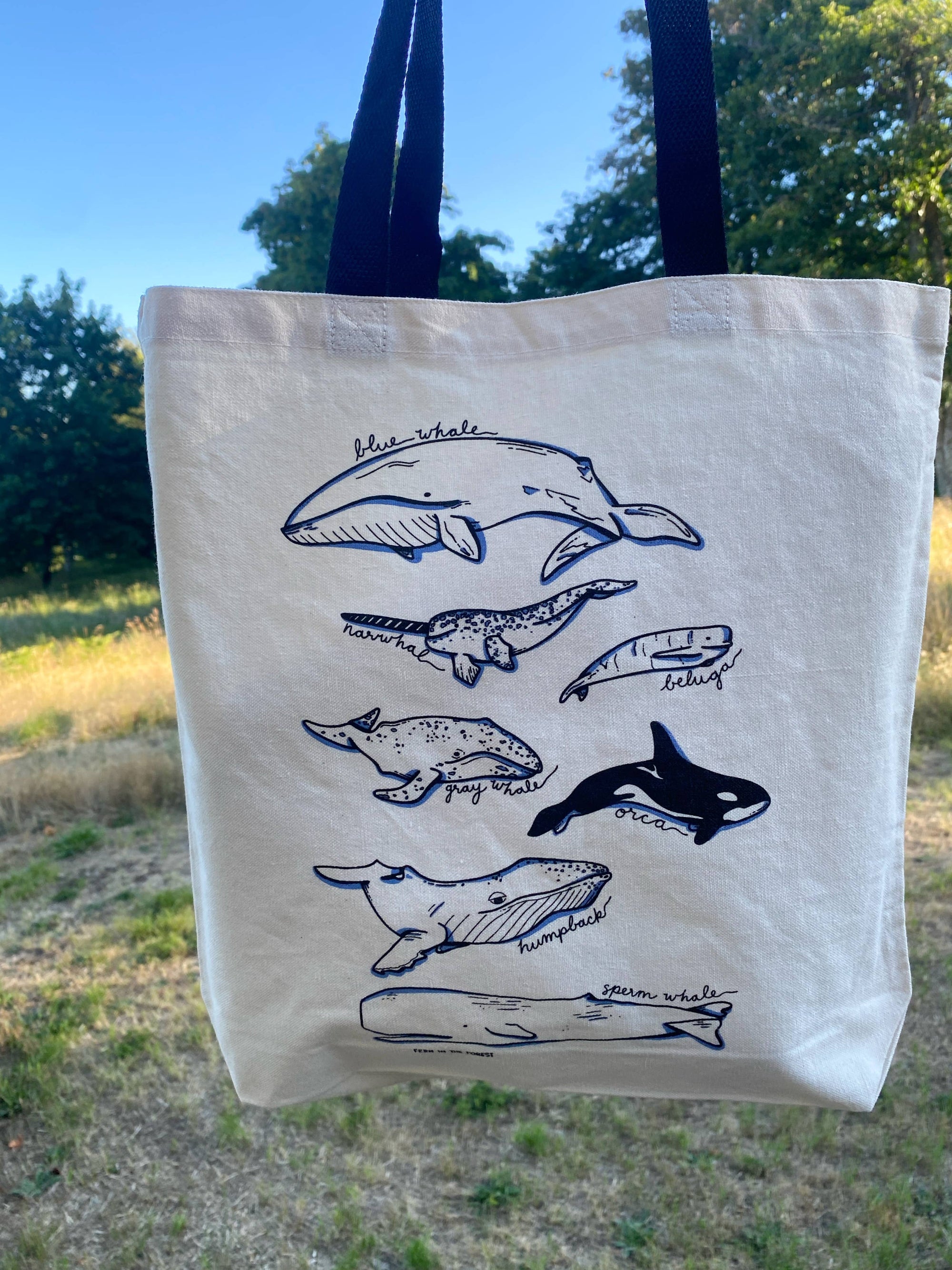 Illustrated Whale Tote Bag