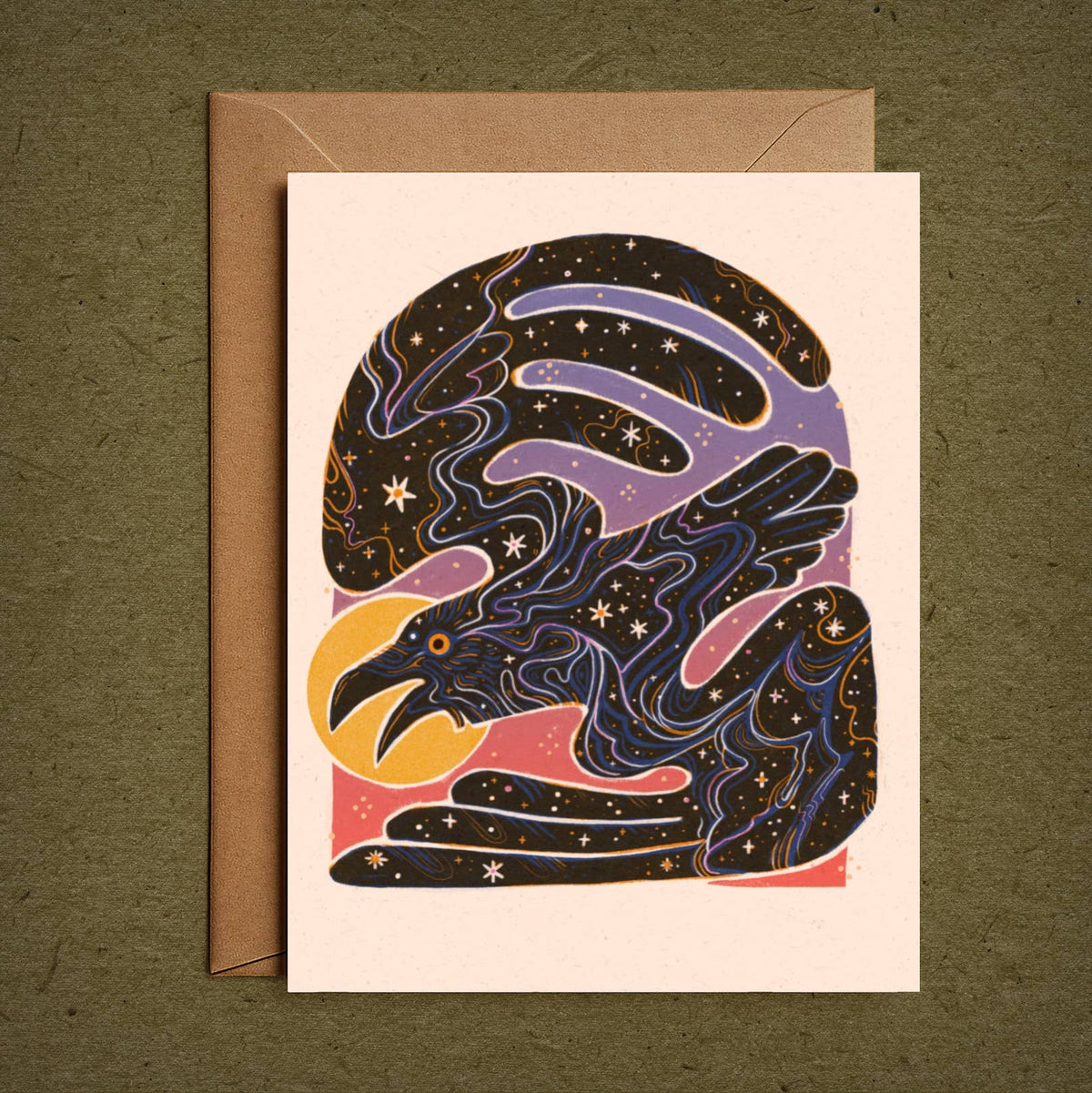 Raven Nocturne– Blank Greeting Card Nature Illustration 