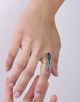 Long Brass Labradorite Bar Ring