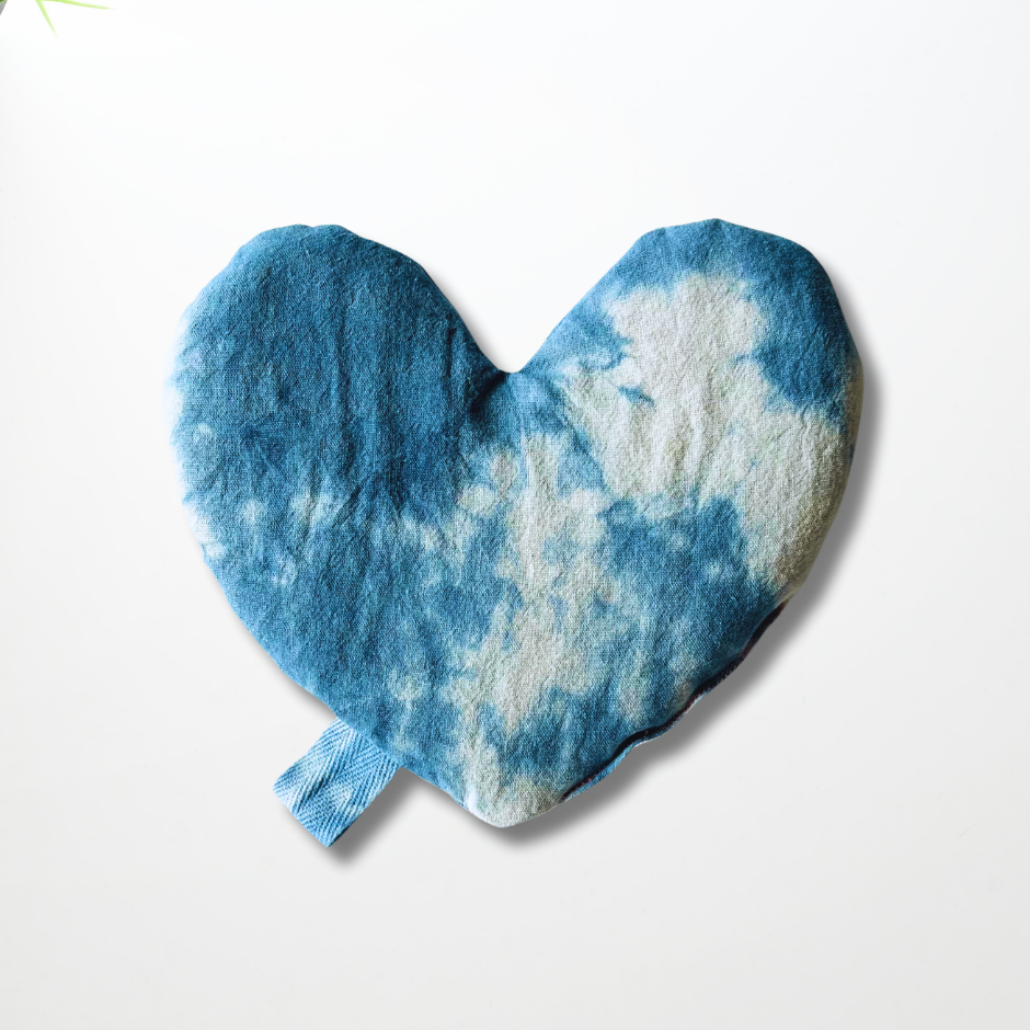 Heart Eye Pillow - Botanically Dyed - Indigo Sky - V Day
