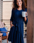 NINA ELBOW SLEEVE BELTED BAMBOO ROBE