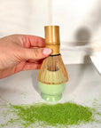 Bamboo Matcha Whisk and Porcelain Holder Set