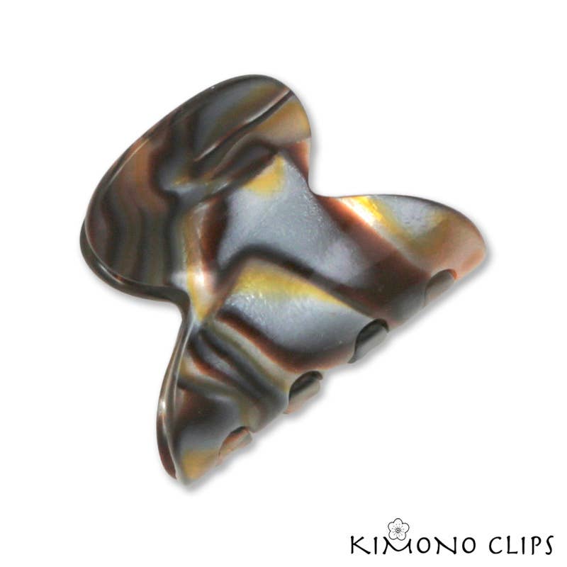 Kimono Clips - 529f French Round Mini Claw: Tortoiseshell