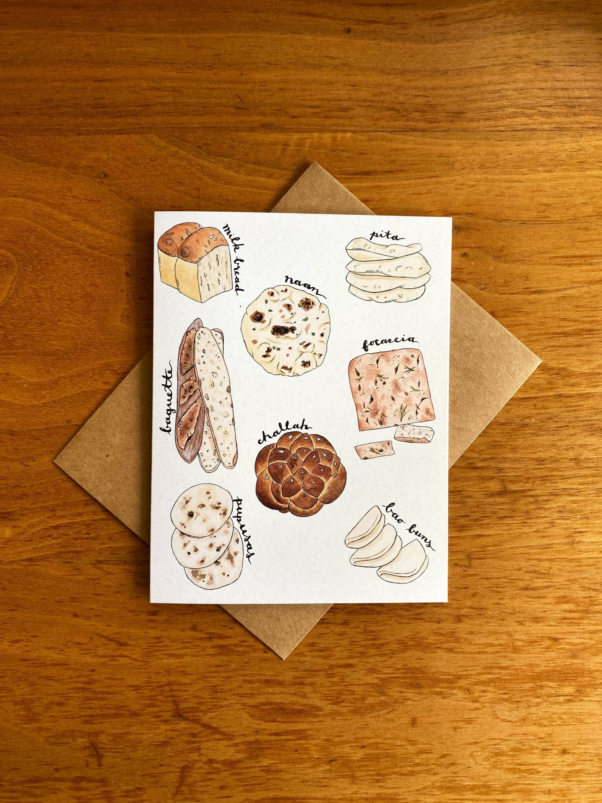 Watercolor Bread of the World Card