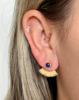 Brass Peekaboo Stone Ear Jacket: Lapis