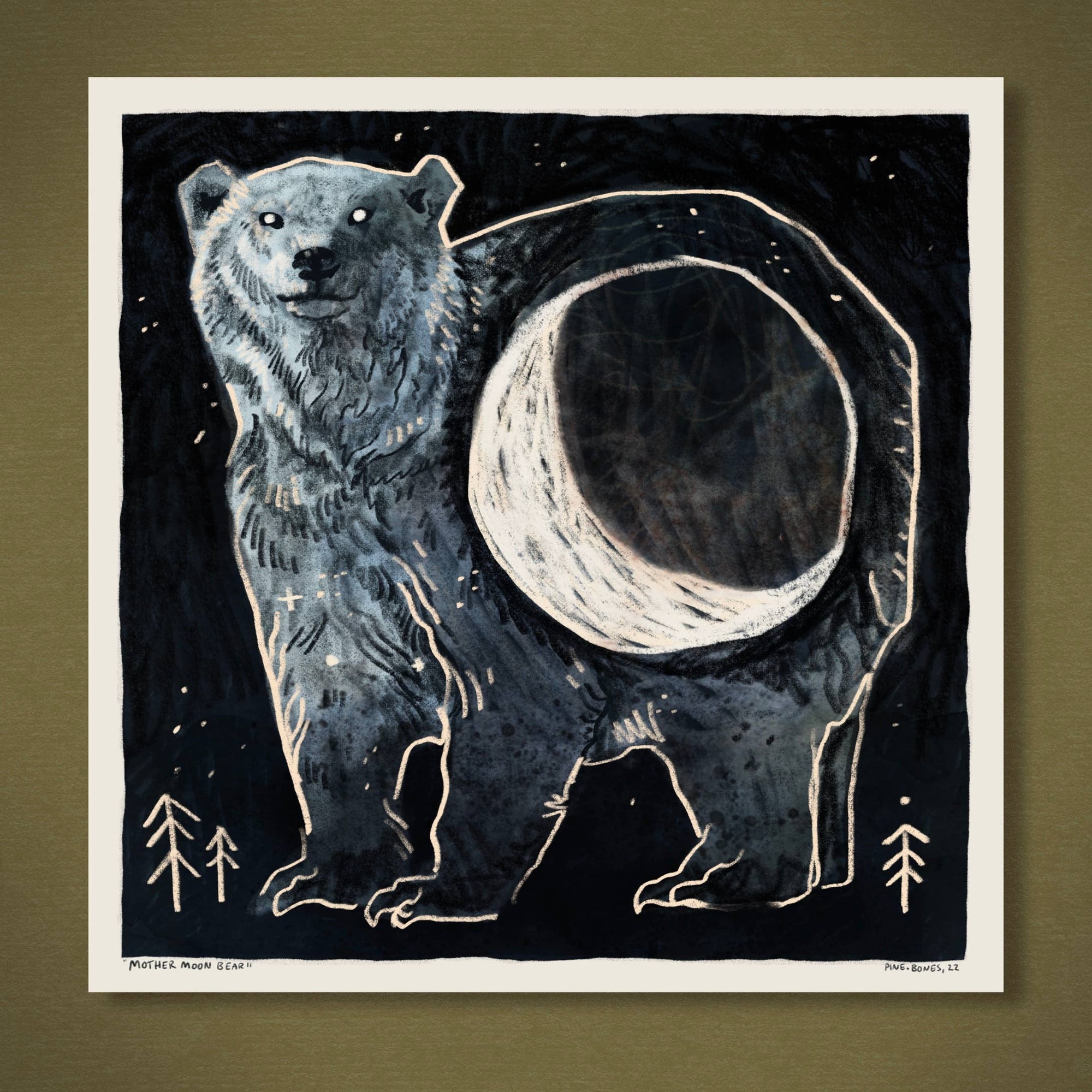 Mother Moon Bear - 8x8 Nature Wilderness Art Print 