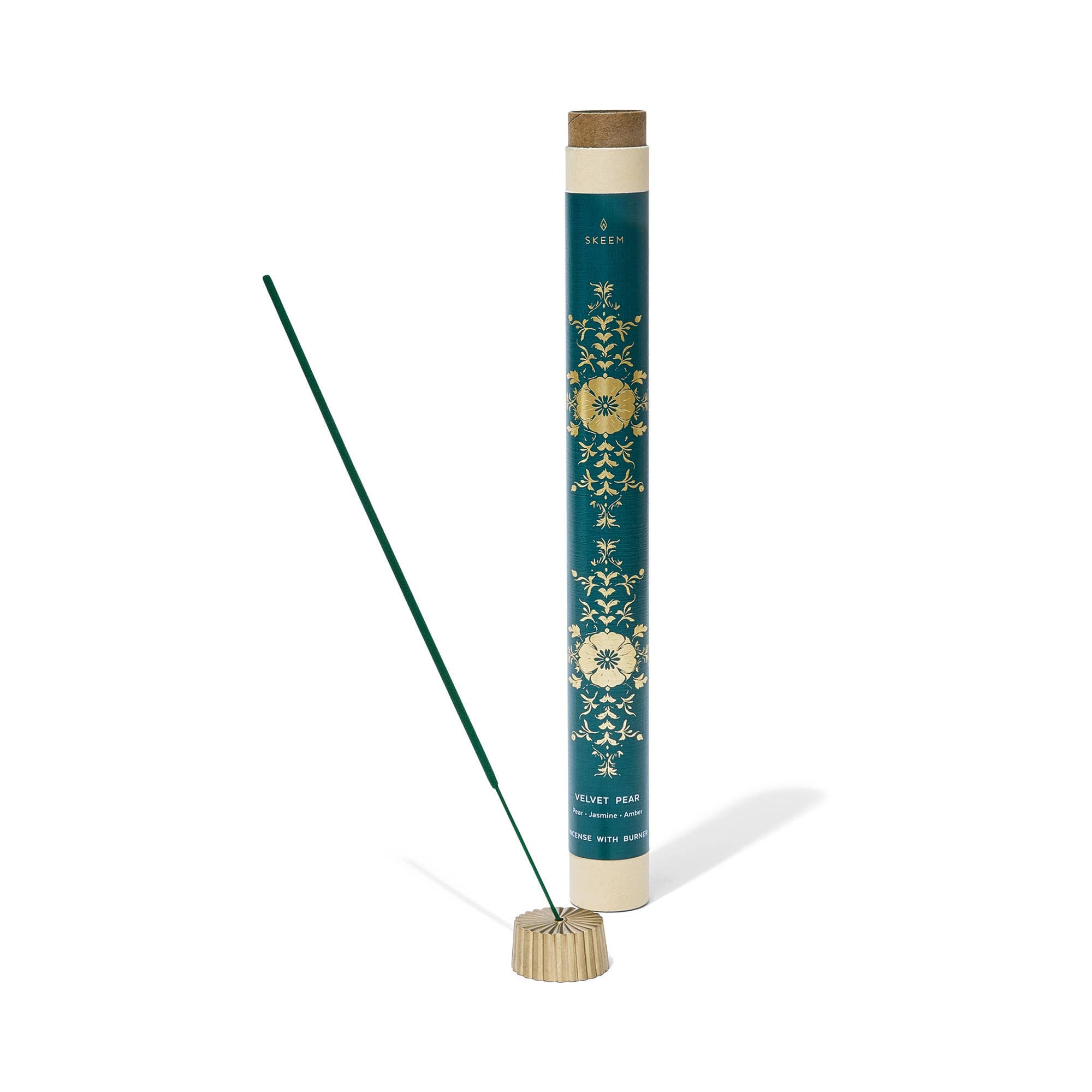Gilded Incense with Brass Holder, Velvet Pear