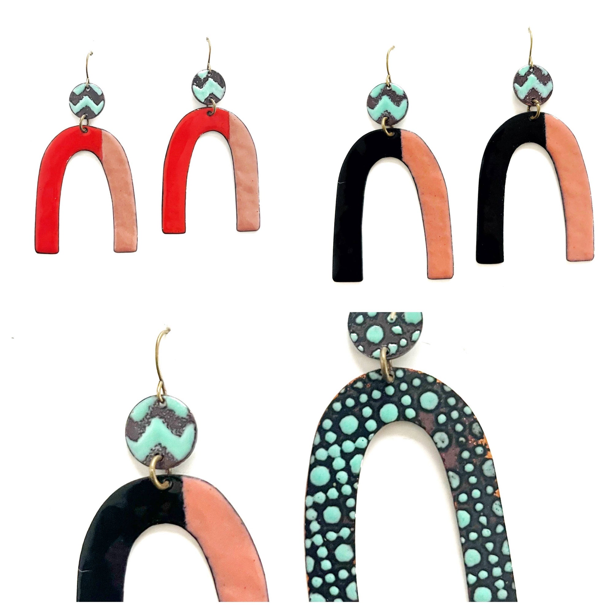 Enamel Arc Statement Earrings
