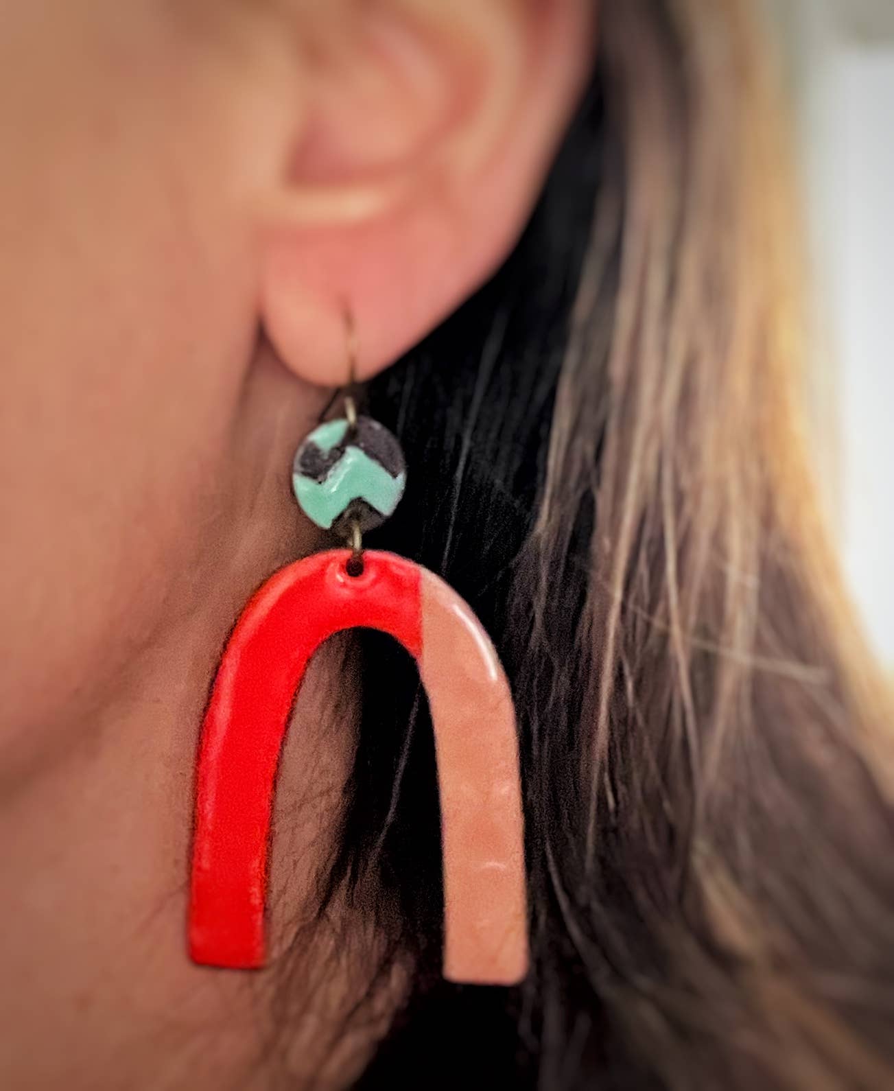 Enamel Arc Statement Earrings