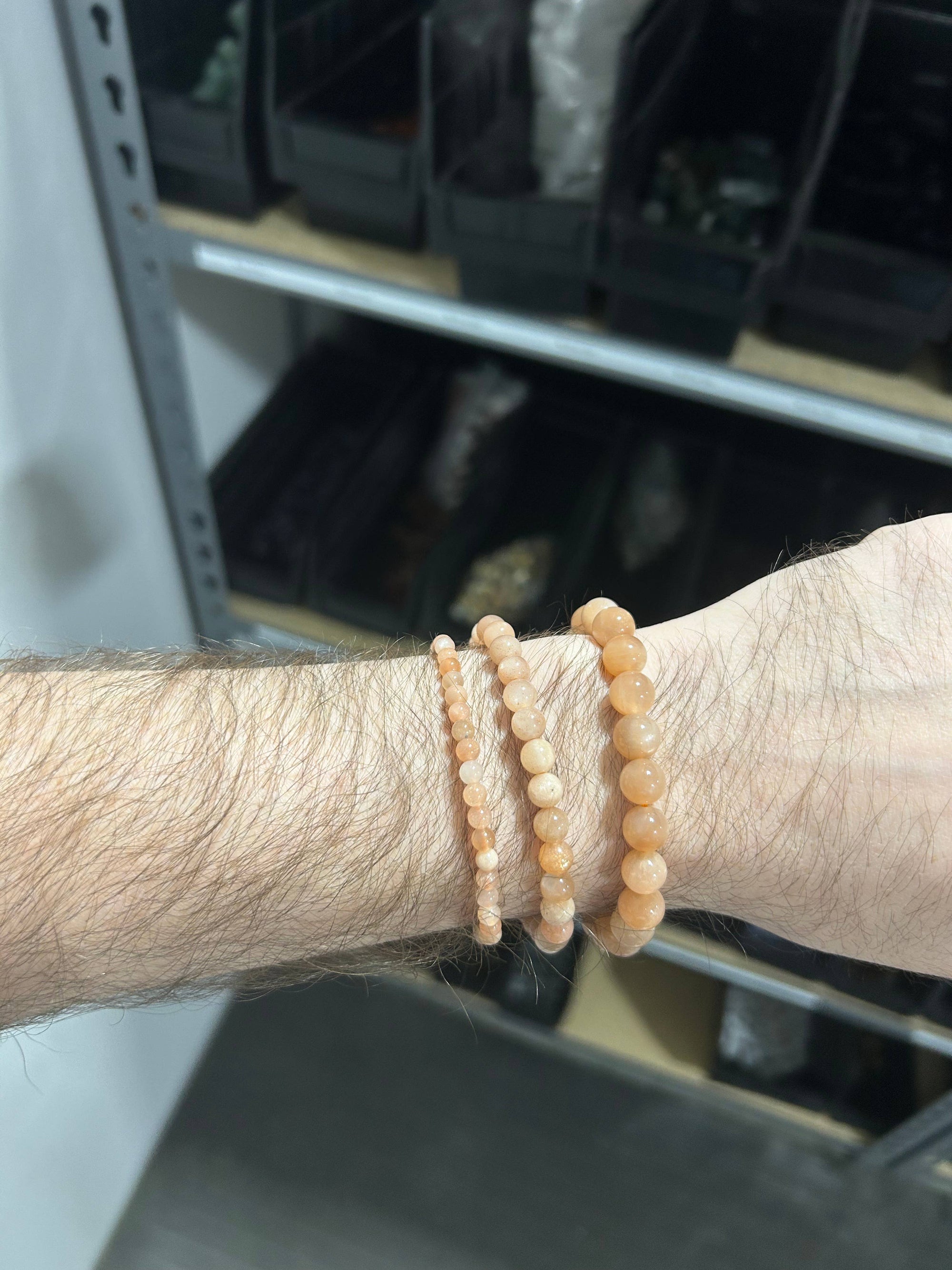 Peach Moonstone Bracelet 6mm - Crystals &amp; Stones