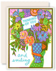 Thinking of You and Smiling Letterpress Card