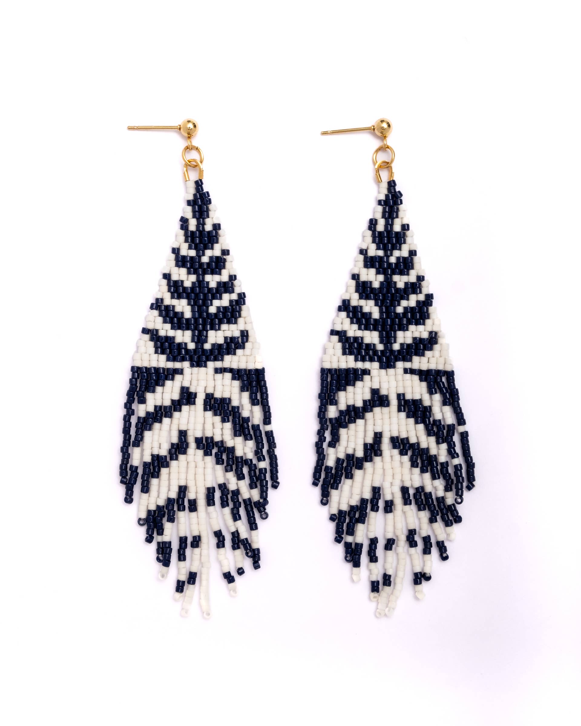 Beaded Handwoven Vine Fringe Earrings (Pink/Mustard)