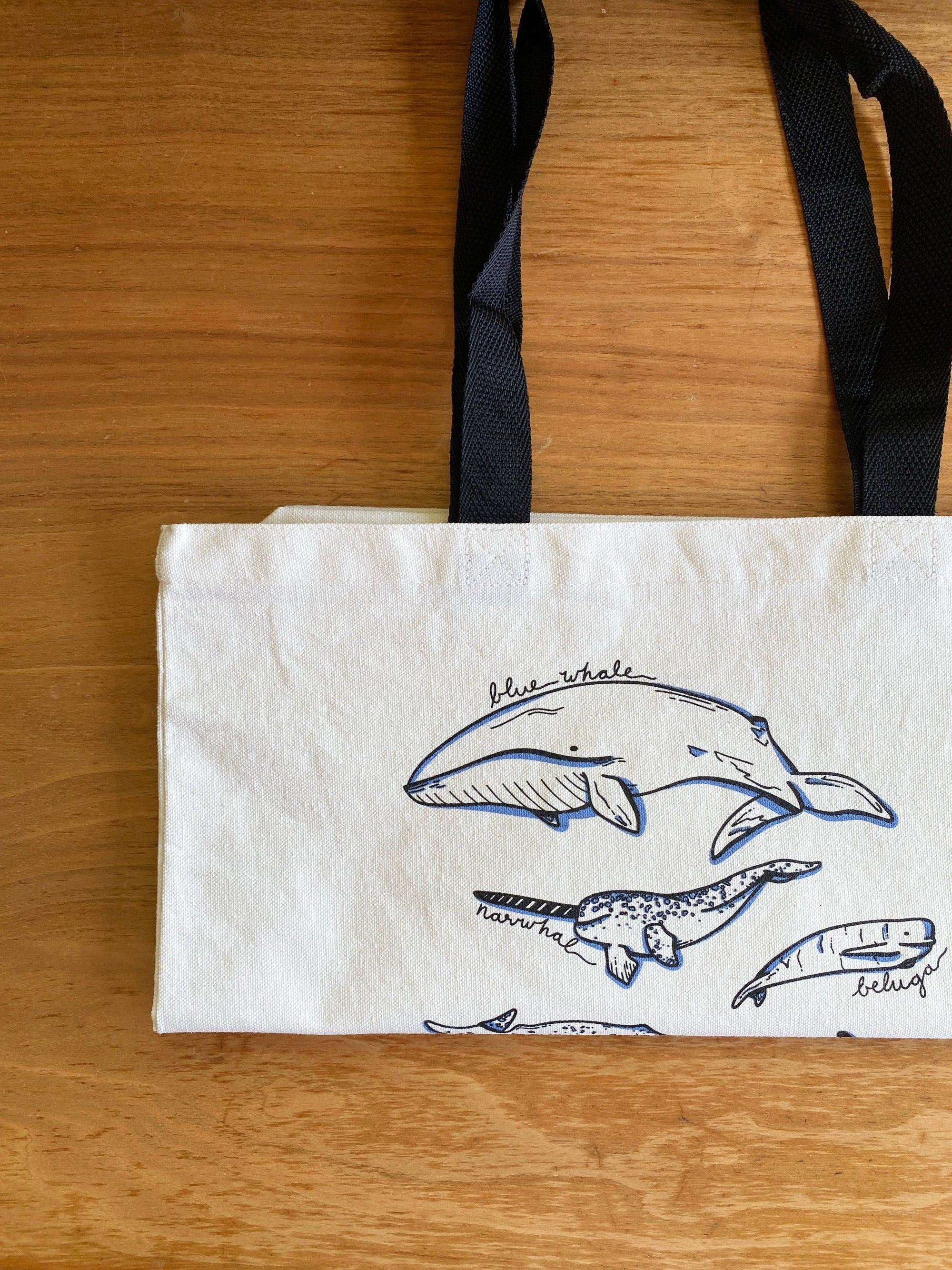 Illustrated Whale Tote Bag