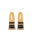 Beaded Handwoven Color Block Brass Earrings (Black)