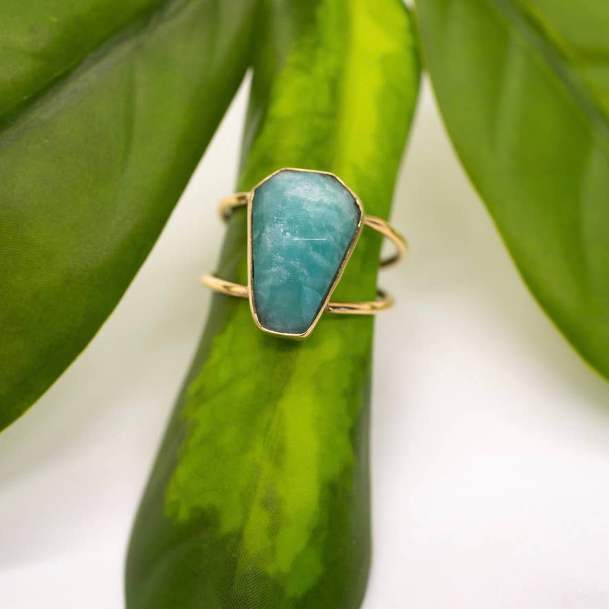 Brass Amazonite Ring