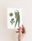 Prints by the Bay - Goddess Affirmation Block Print Postcards: Yoga Goddess / Tonal postcard / Sage Green