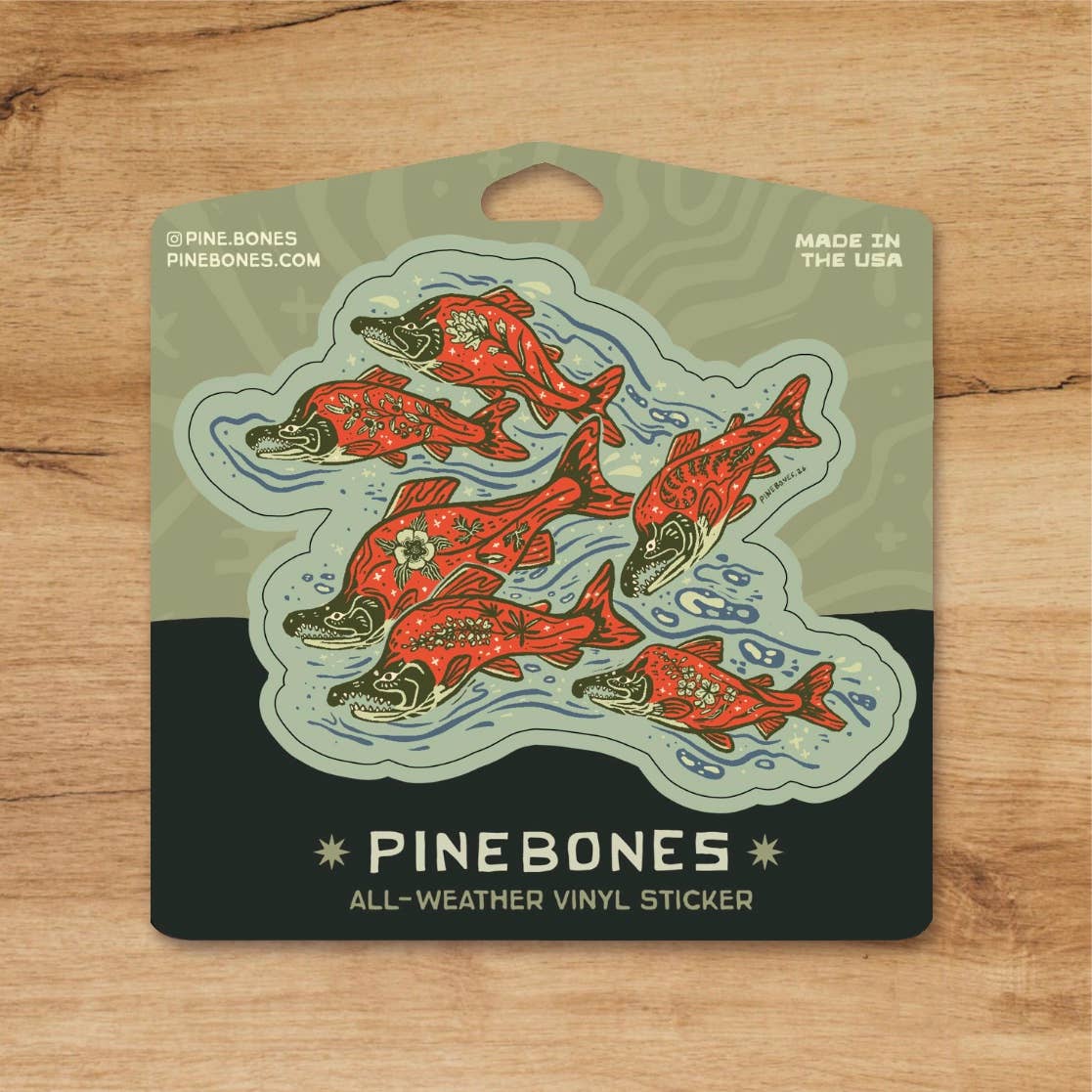 Salmon Wildflowers - Durable &amp; Weatherproof Sticker 