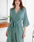 NINA ELBOW SLEEVE BELTED BAMBOO ROBE