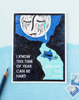 This Time of Year (Crying Moon) Letterpress Sympathy Card