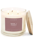 Rose + Peony - 3 Wick Clear Glass Tumbler Soy Candle