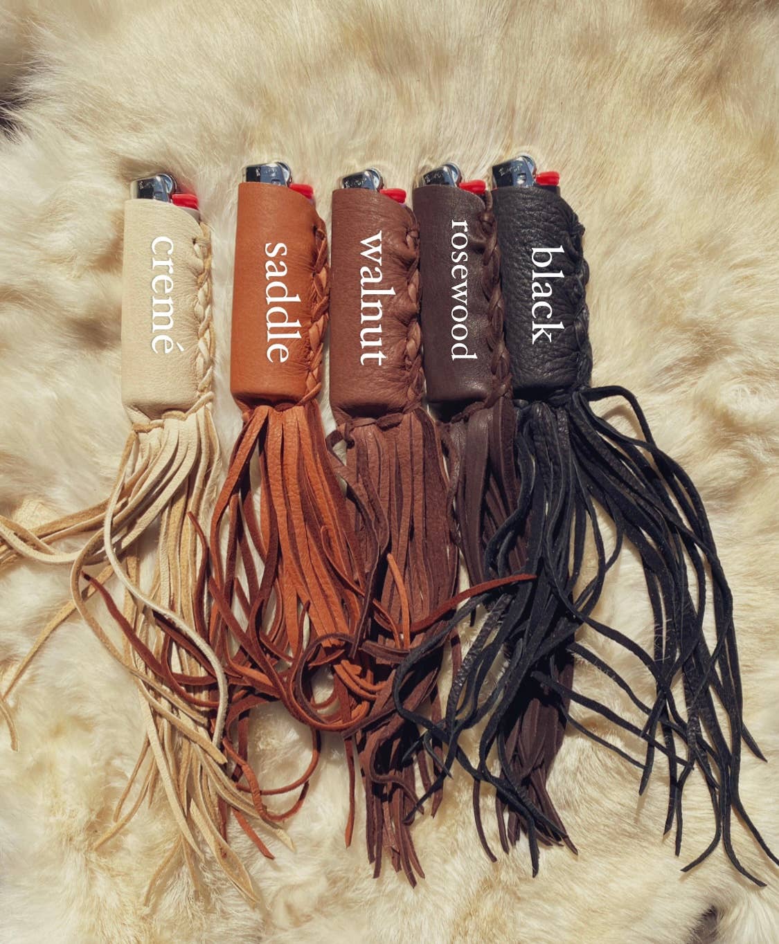 Luxe Buckskin Leather Fringe Lighter Case - 7 colors