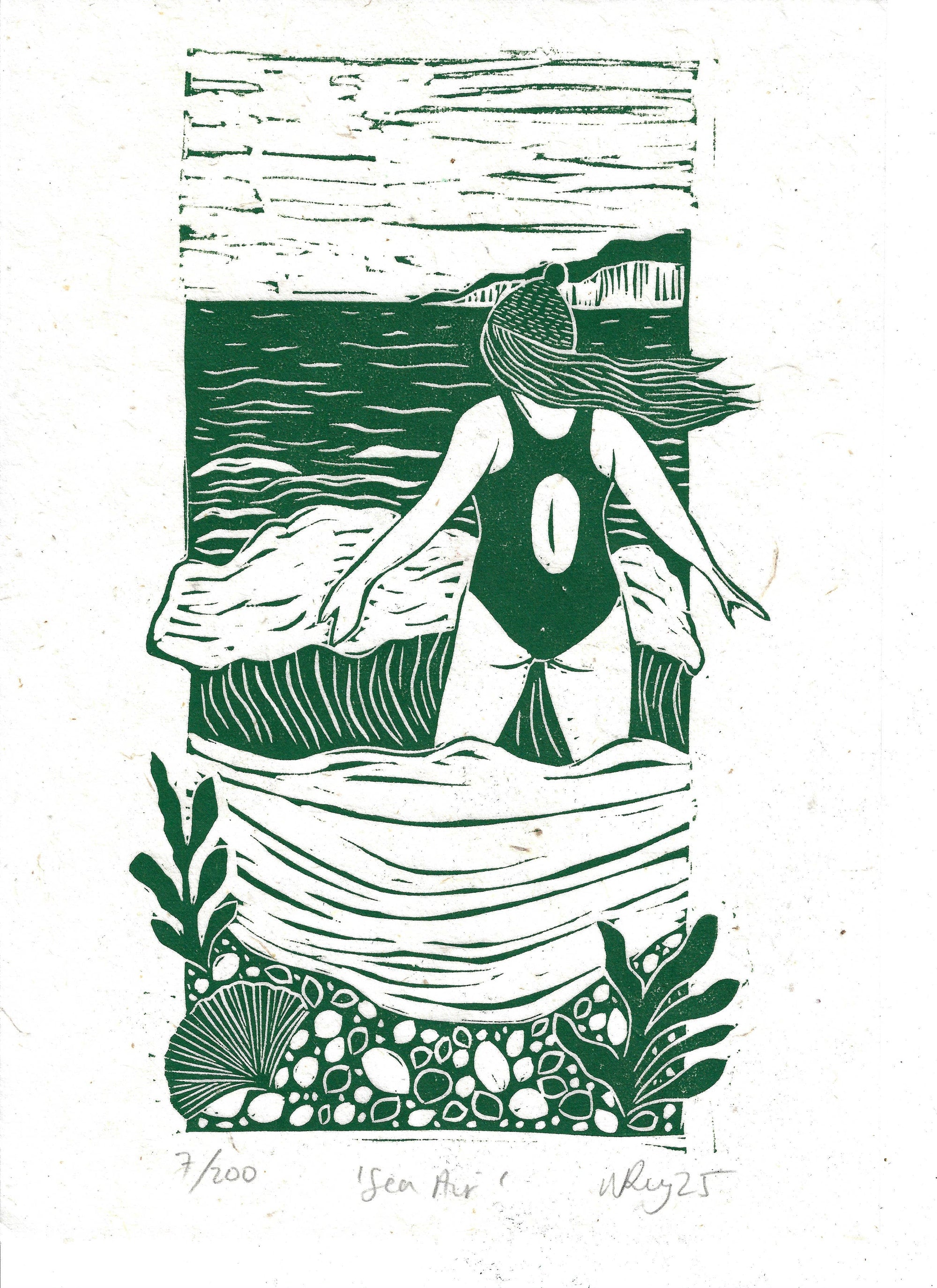 Sea Air card, sea swim, winter swim, coastal, wild swimmer