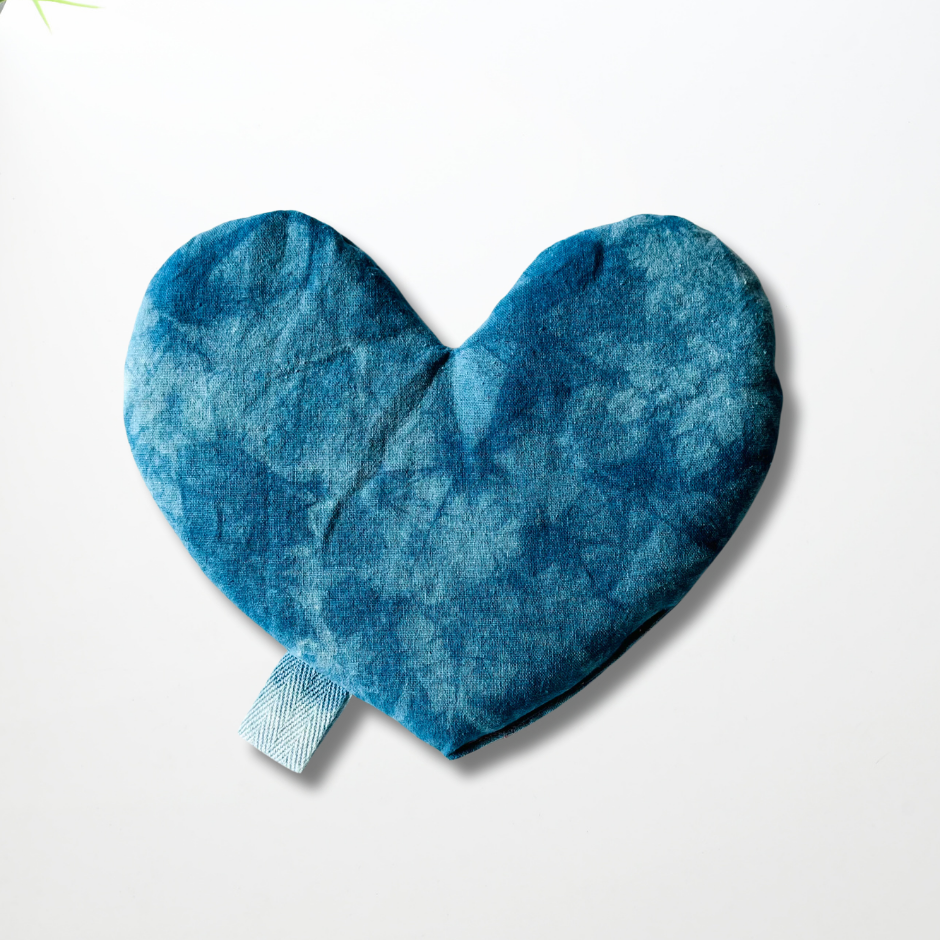 Heart Eye Pillow - Botanically Dyed - Indigo Sea