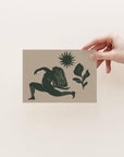 Prints by the Bay - Goddess Affirmation Block Print Postcards: Yoga Goddess / Tonal postcard / Sage Green