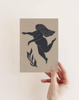 Prints by the Bay - Goddess Affirmation Block Print Postcards: Yoga Goddess / Tonal postcard / Sage Green