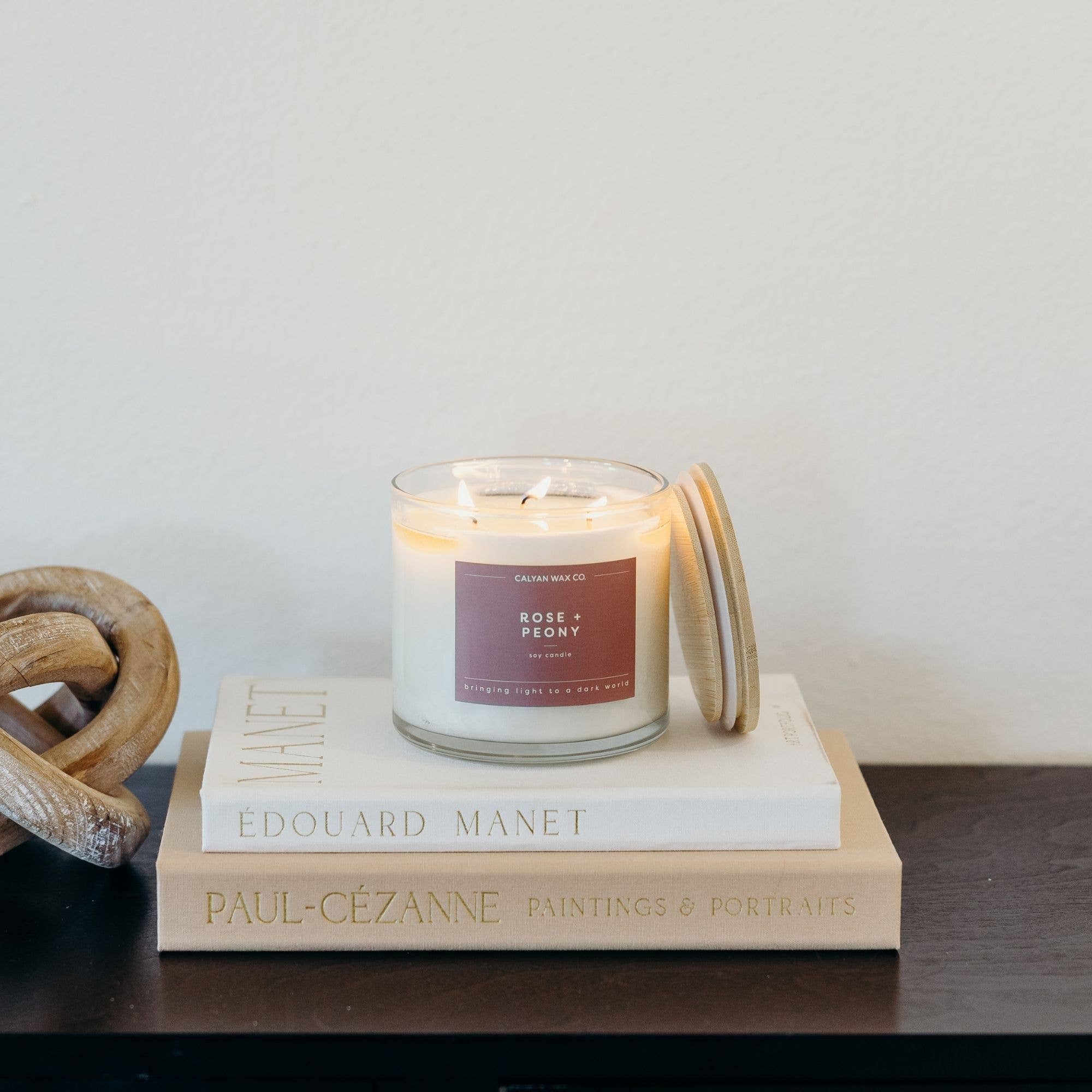 Rose + Peony - 3 Wick Clear Glass Tumbler Soy Candle