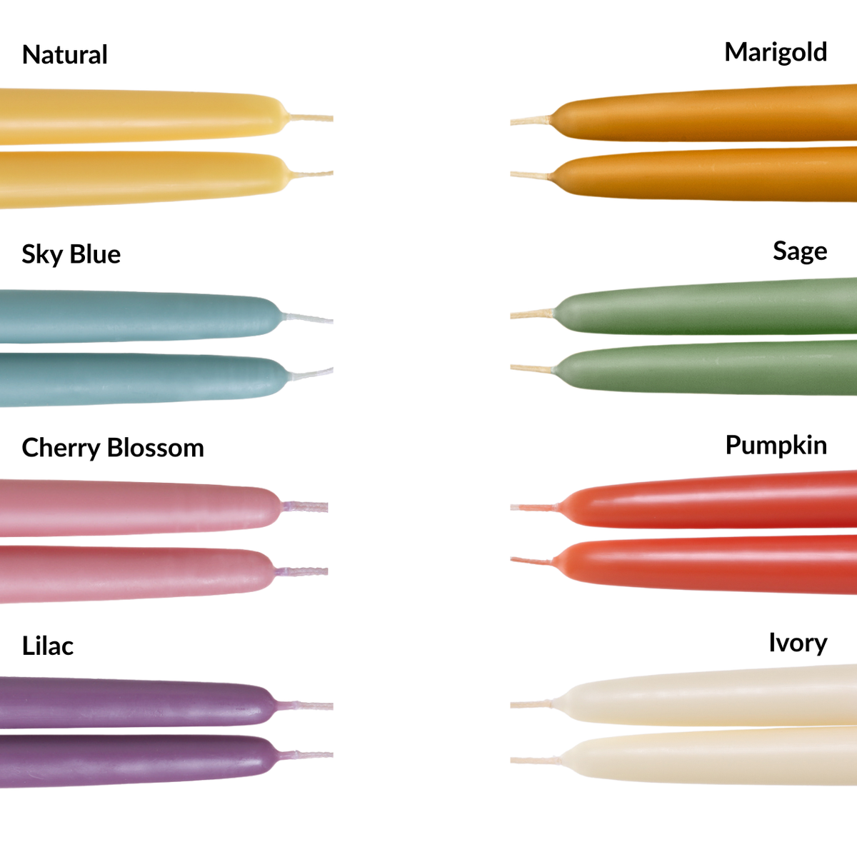 Taper Candles – 100% Pure Beeswax – 4 New Colors