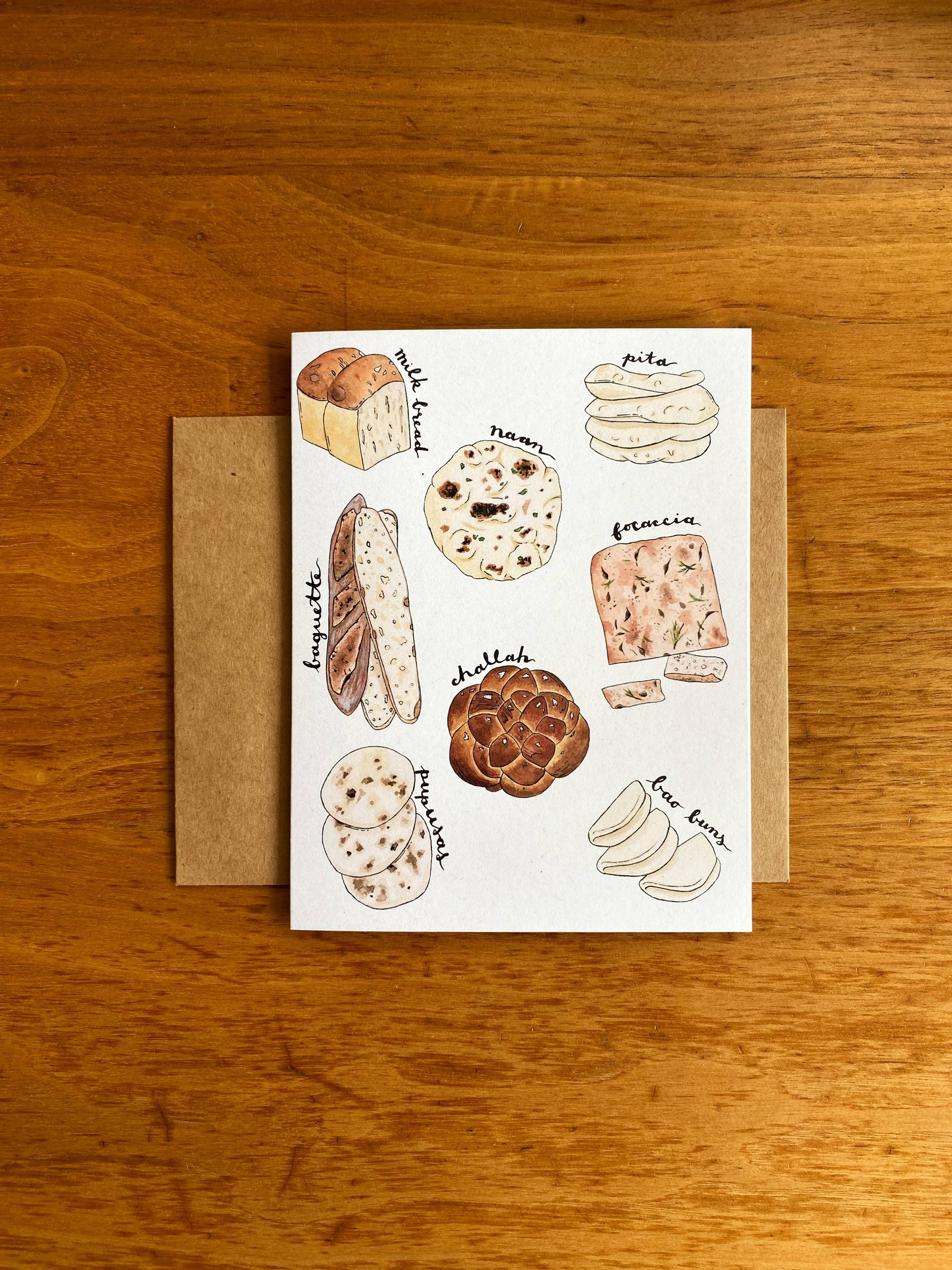 Watercolor Bread of the World Card