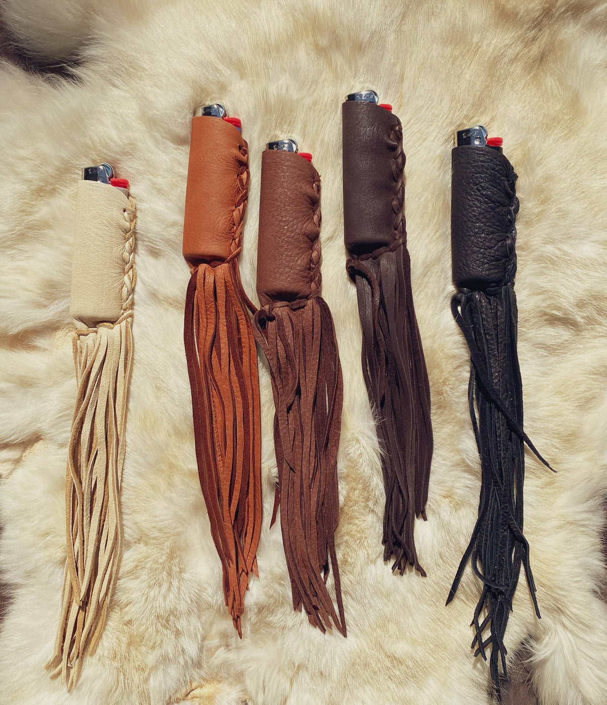 Luxe Buckskin Leather Fringe Lighter Case - 7 colors